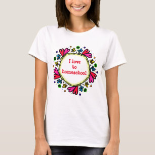 Lila och rödhjärter i kärlek till hemskolan tee shirt