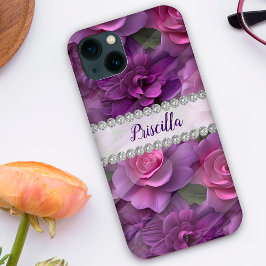 Lila och rosa 3D-ro, anpassningsbarna i diamanten
