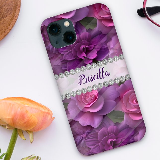 Lila och rosa 3D-ro, anpassningsbarna i diamanten  (Skapare uppladdad)