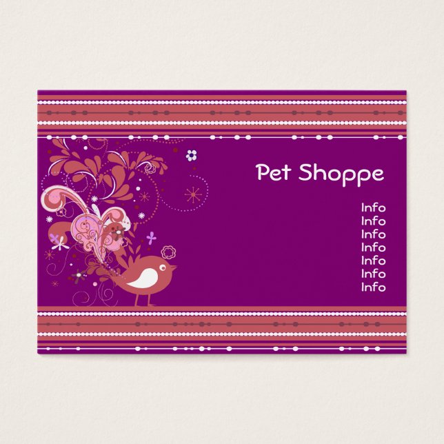 Lila och Rosa Abstrakt Fågel Visitkort (Framsidan)