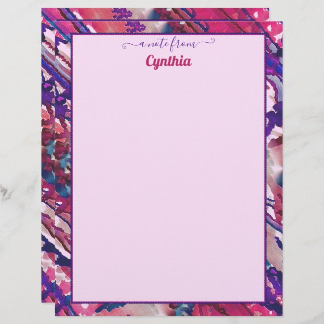 Lila och Rosa Abstrakt för skrivarstorlek Vattenfä Brevhuvud (Fram/baksida)