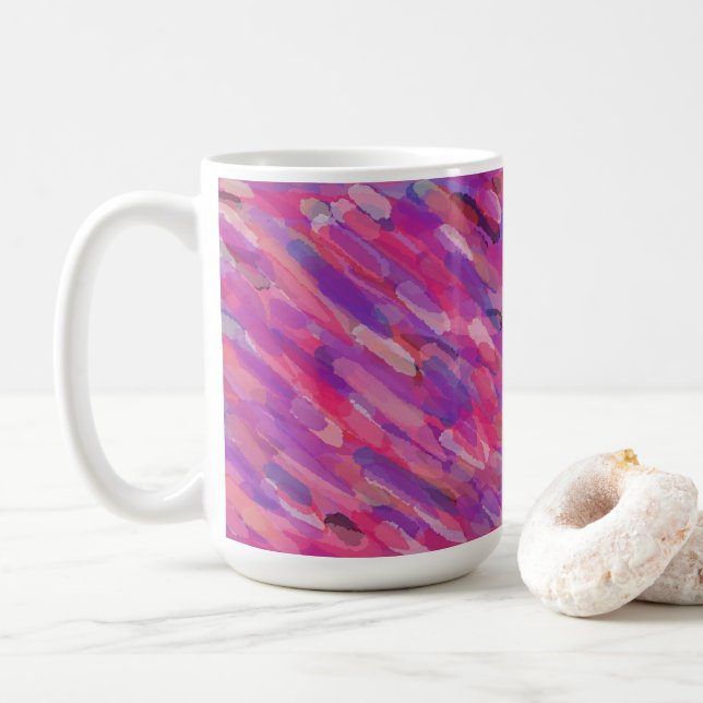 Lila och Rosa Abstrakt Mönster Kaffemugg (Med munk)