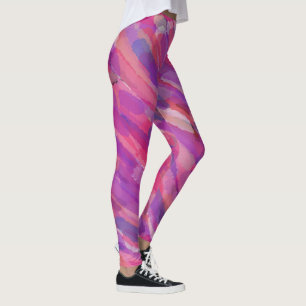 Lila och Rosa Abstrakt Mönster Leggings