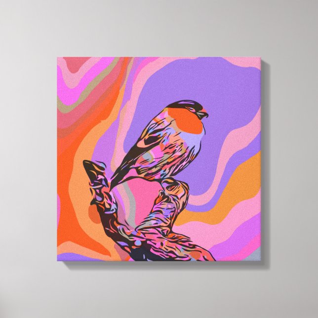 LILA och ROSA AV FÅGLAR PÅ STRETCHED CANVAS (Framsida)