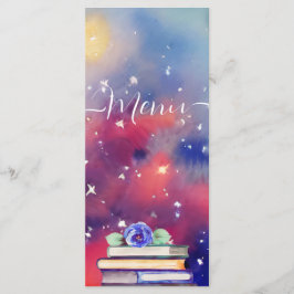 Lila och Rosa av vattenfärgen Bokar Whimsical Bröl Meny