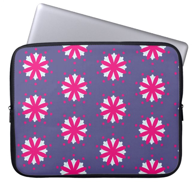 Lila och rosa blomformad illustration  laptop fodral (Framsidan)