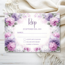 Lila och Rosa Blommig Bröllops-Svar