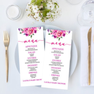 Lila och Rosa Blommigt Blommor Baby Shower Food Meny