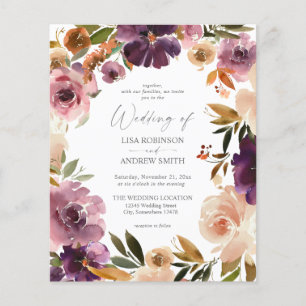 Lila och Rosa Blommigt Bröllop Flyer