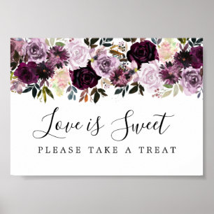 Lila och Rosa Blommigt Kärlek är Sweet Bröllop Poster