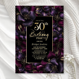Lila och Rosa Blommigten 30års födelsedag Party Inbjudningar
