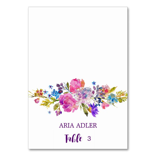 Lila och Rosa Blommor Bröllop Exort Cards Bordsnummer (Framsidan)