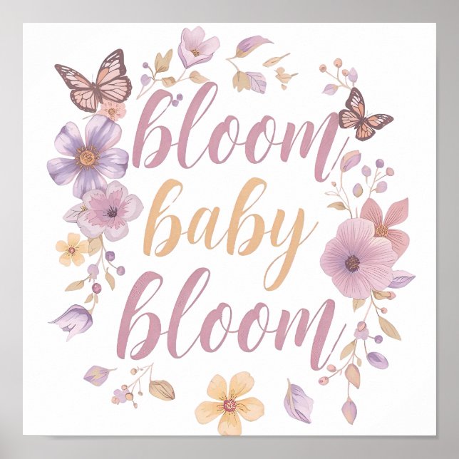 Lila och rosa blommor med guldförgylld skrift poster (Framsidan)