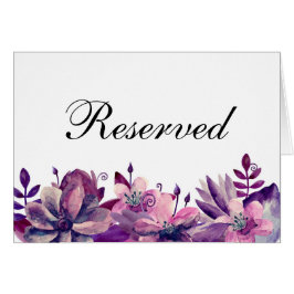 Lila och rosa blommor. Reserverad skylt för bröllo OBS Kort