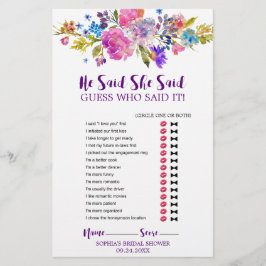 Lila och Rosa Blommor "sa att hon sa "spel"