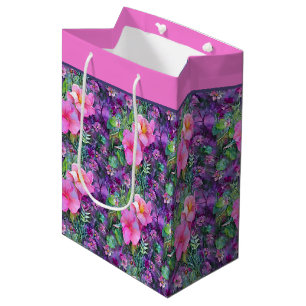 Lila och rosa botaniskt blommönster medium g
