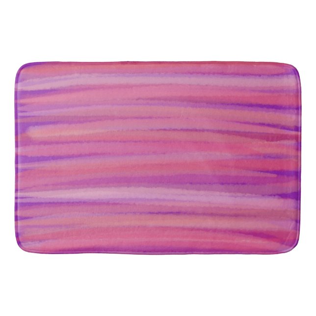 Lila och Rosa Brushstrokes Bath Mat Badrumsmatta (Framsidan)
