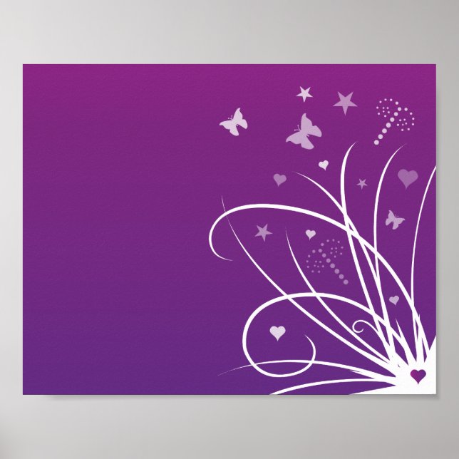 Lila och Rosa Butterfly Swirl Poster (Framsidan)