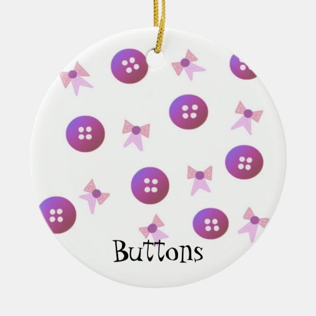 Lila och Rosa Buttons och Bows Julgransprydnad Keramik (Framsidan)