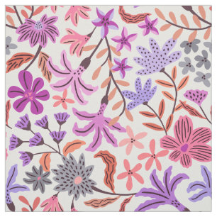 Lila och rosa, djärv maximalistisk blommigt tyg
