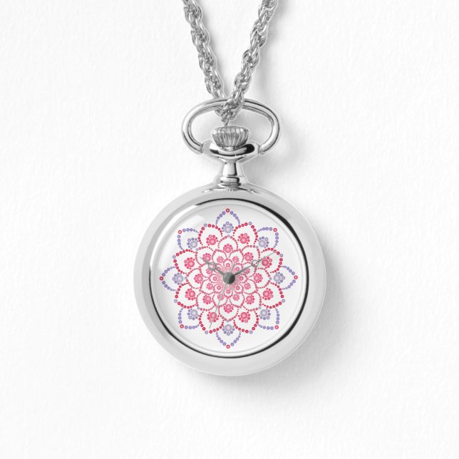 Lila och Rosa Dot Mandala Armbandsur (Framsida)