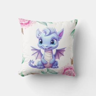 Lila och Rosa Dragon Peony Girl Shower Gift Kudde
