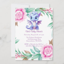 Lila och Rosa Dragon Peony Girl Shower