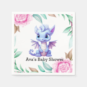 Lila och Rosa Dragon Peony Girl Shower Pappersservett