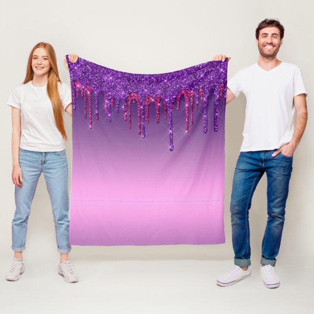 Lila och Rosa Drickning Glitter Fleecefilt (På plats)