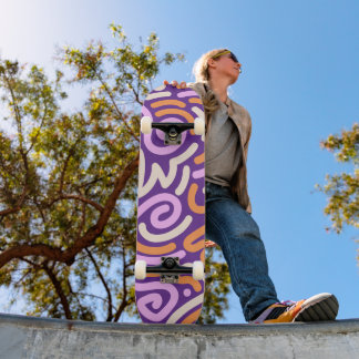 Lila och rosa eldig virvelbandmönster mini skateboard bräda 18,5 cm