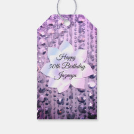 Lila och Rosa Elegant Beaded Presentetikett