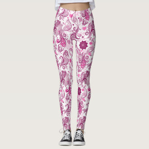 Lila och Rosa Fågelmönster Leggings