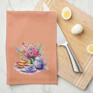 Lila och Rosa Fall Bouquet Tea Set Kökshandduk