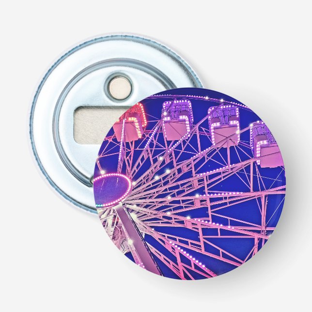 Lila och rosa Ferris-hjul Flasköppnare (Framsidan)