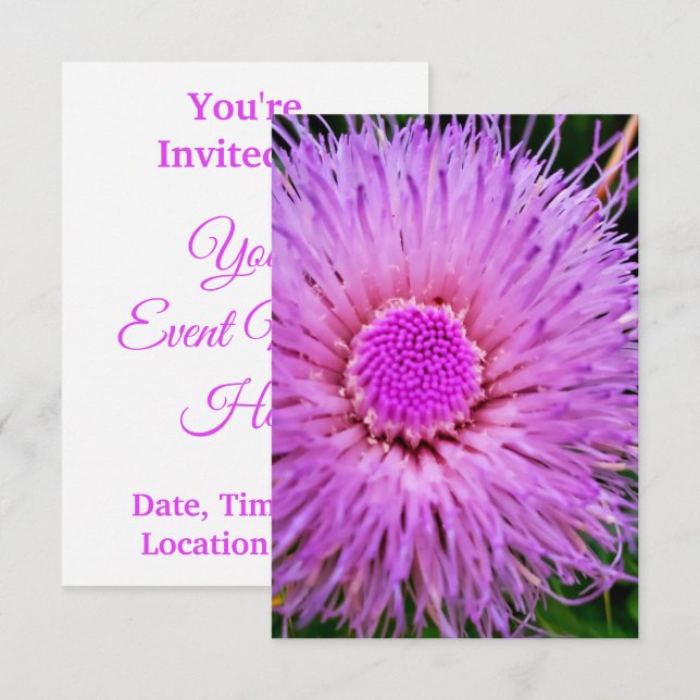 Lila och Rosa Flower Inbjudningar (Fram/baksida)