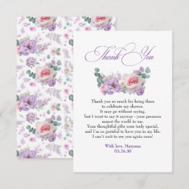 Lila och Rosa Flowers Botaniska Tack Kort