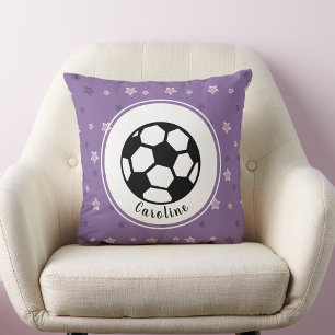 Lila och Rosa för cute-Personlig för fotbollsflick Kudde