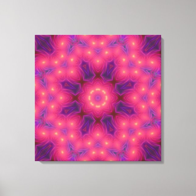 Lila och Rosa Fractal Art Wrapped Canvas (Framsida)