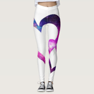 Lila och Rosa Galaxy Hearts Leggings