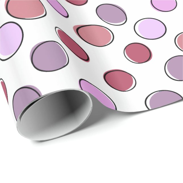 Lila och Rosa Galna Fläckar Mönster Presentpapper (Rullad Hörn)