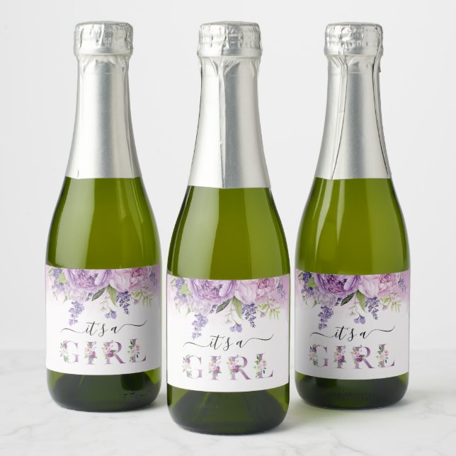 Lila och Rosa Garden Flowers Girl Baby Shower (Flaskor)
