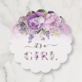 Lila och Rosa Garden Flowers Girl Baby Shower Gåvor Etiketter