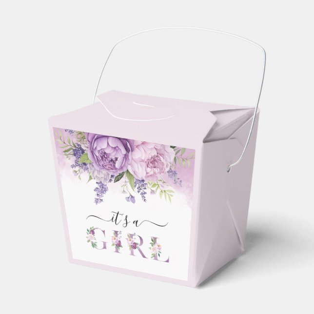 Lila och Rosa Garden Flowers Girl Baby Shower Presentaskar (Framsidan Sidan)