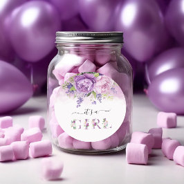 Lila och Rosa Garden Flowers Girl Baby Shower Runt Klistermärke