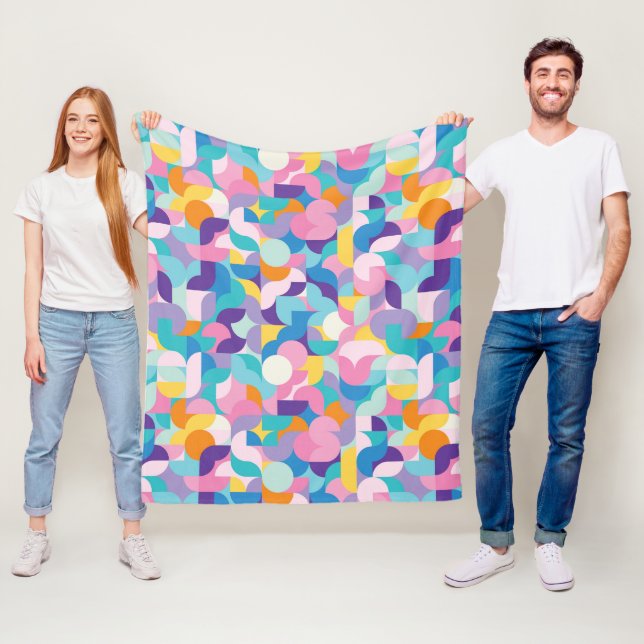 Lila och Rosa Geometric Mönster Fleecefilt (På plats)