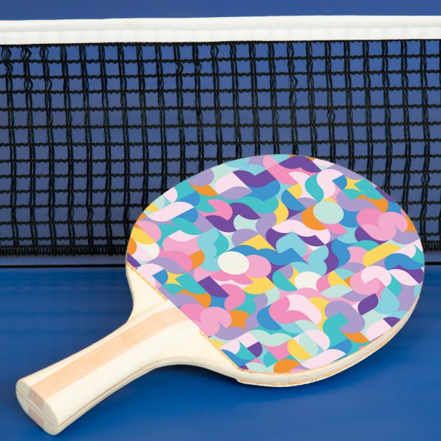 Lila och Rosa Geometric Mönster Pingisracket (Insitu)