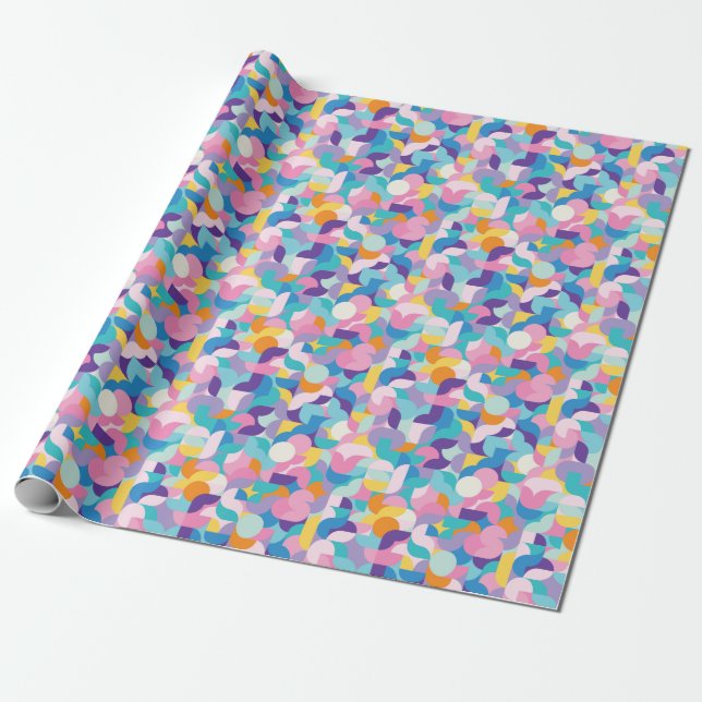 Lila och Rosa Geometric Mönster Presentpapper (Utrullad)