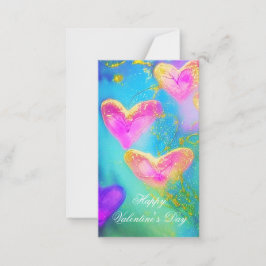 Lila- och rosa glitterhjärtan, valentin för barn anteckningskort