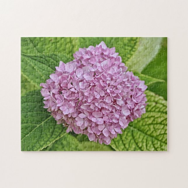 Lila och Rosa Hydrangea Flower Puzzle Pussel (Horisontell)