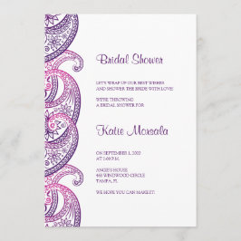 Lila och Rosa Indian Paisley Möhippa Inbjudningar